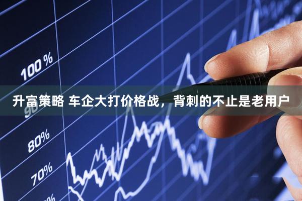 升富策略 车企大打价格战，背刺的不止是老用户